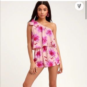 Lulus floral one shoulder romper